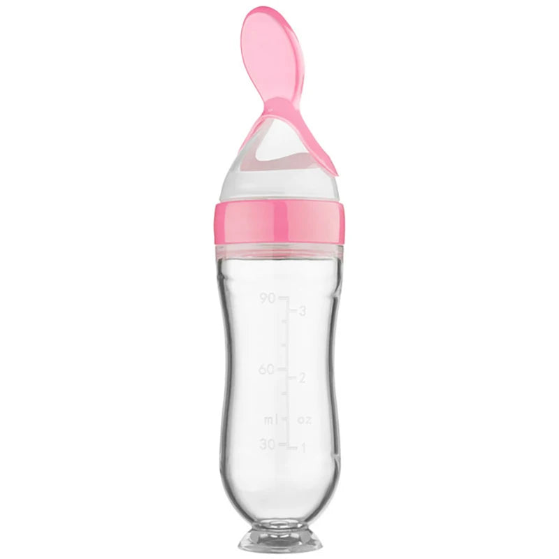 Baby Silicone Squeezing Feeding Bottle Newborn Baby Training Spoon Infant Cereal Food Supplement Feeder Bbay Safe Tableware - PULSE MART
