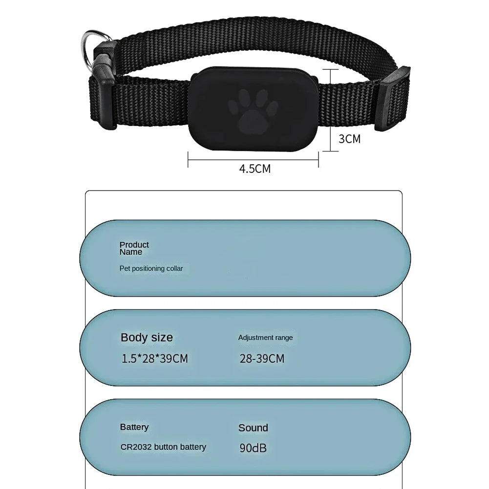 Waterproof Pet GPS Tracker – Real-Time Dog & Cat GPS Locator with Adjustable Collar