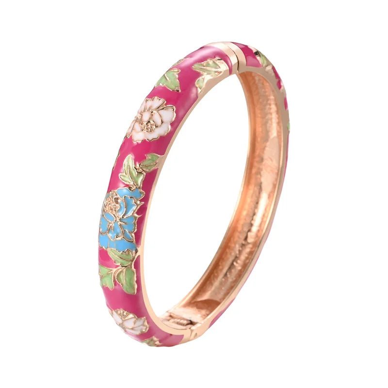 Enameled Bracelets For Women Flower Bangles Indian Chinese Viking Bracelet