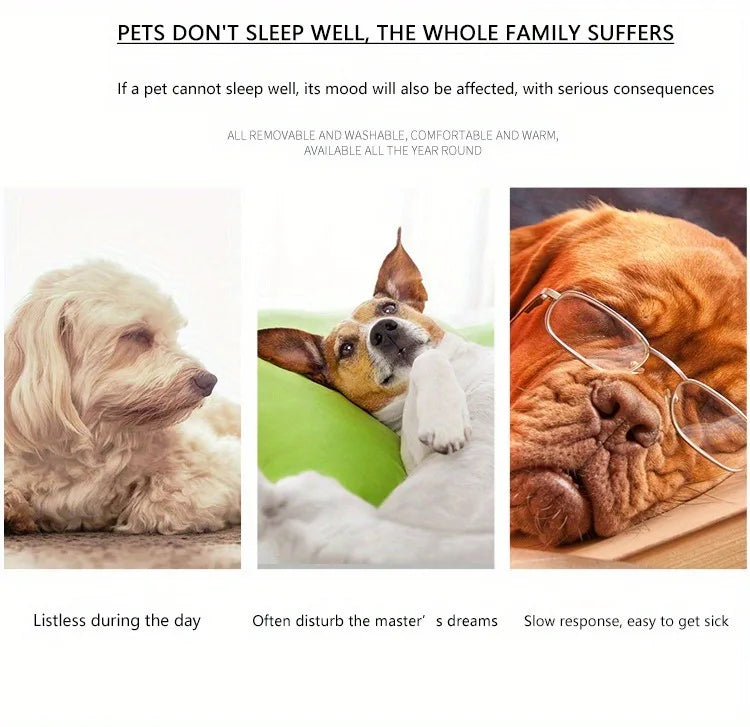 Winter Dog Bed Sofa Mat, Plush Calming Pet Basket Cushion