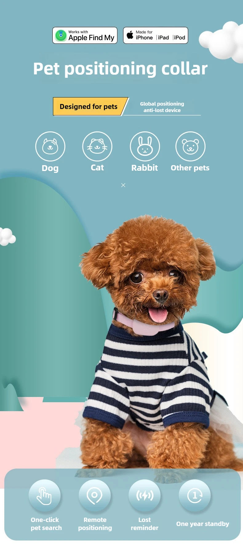 Pet Bluetooth GPS Tracker – Mini Anti-Lost Tracking Device for Dogs, Cats & Puppies