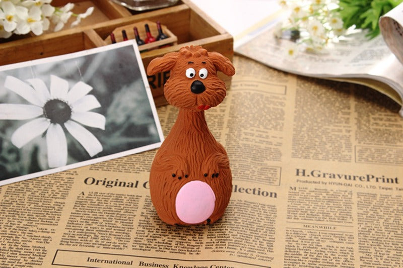 Cartoon Voice Rubber Dog Toy - Tough Molar Cleaner for Teddies & Frenchies