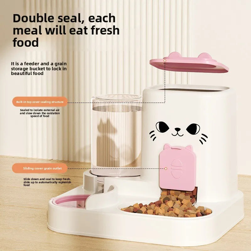 Cat & Dog Feeder with Water Dispenser – Dry & Wet Separation Pet Bowl