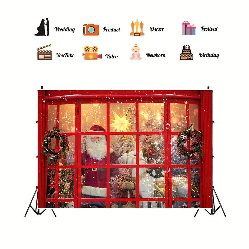 1pc Christmas tapestry, Christmas window tapestry, Christmas tree snow scene photography screen, Christmas decoration tapestry