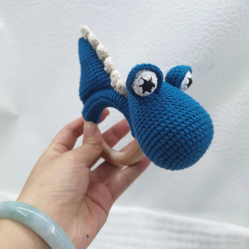 Amigurumi Cartoon Animal Baby Rattle Cute Wooden Ring Handhold Newborn Rattle Toys Handmade Pacifier Clips Kids Educational Toys - PULSE MART