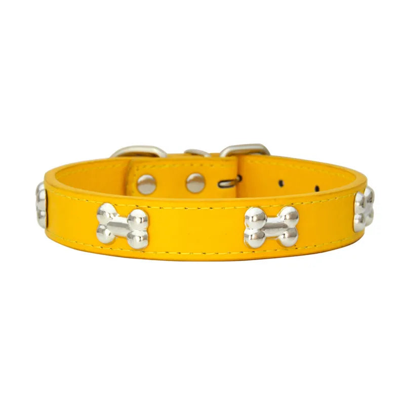 Genuine Bone Leather Dog Collar - Durable Neckband for Small & Large Pets