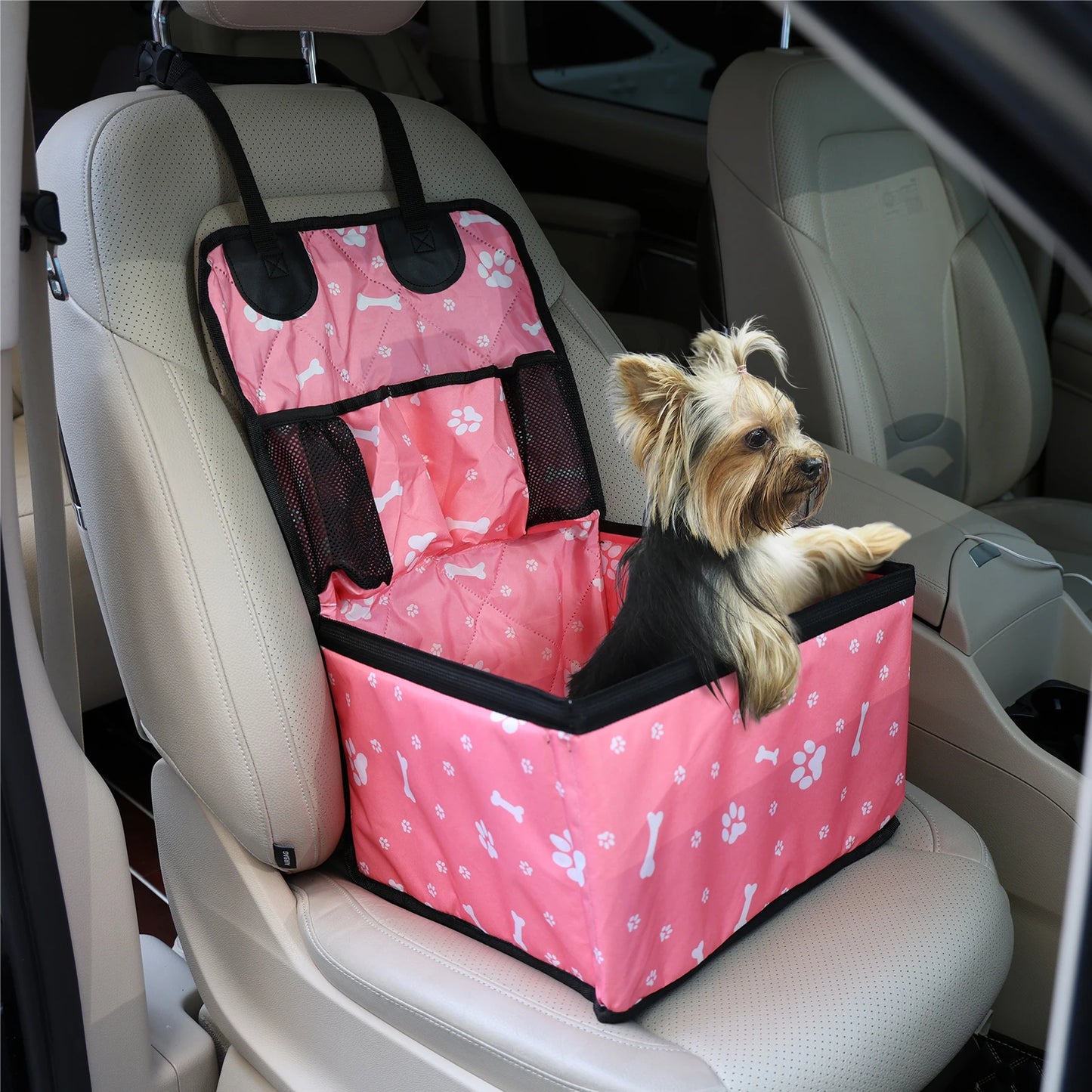 Universal Dog Car Seat with Storage Pockets, Non-Slip Pet Travel Mat