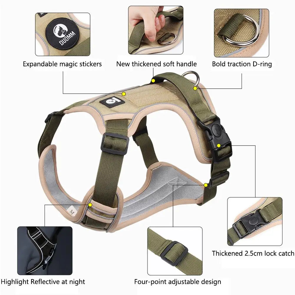 Heavy-Duty Oxford Dog Harness: Reflective Training Vest for Medium & Large Breeds
