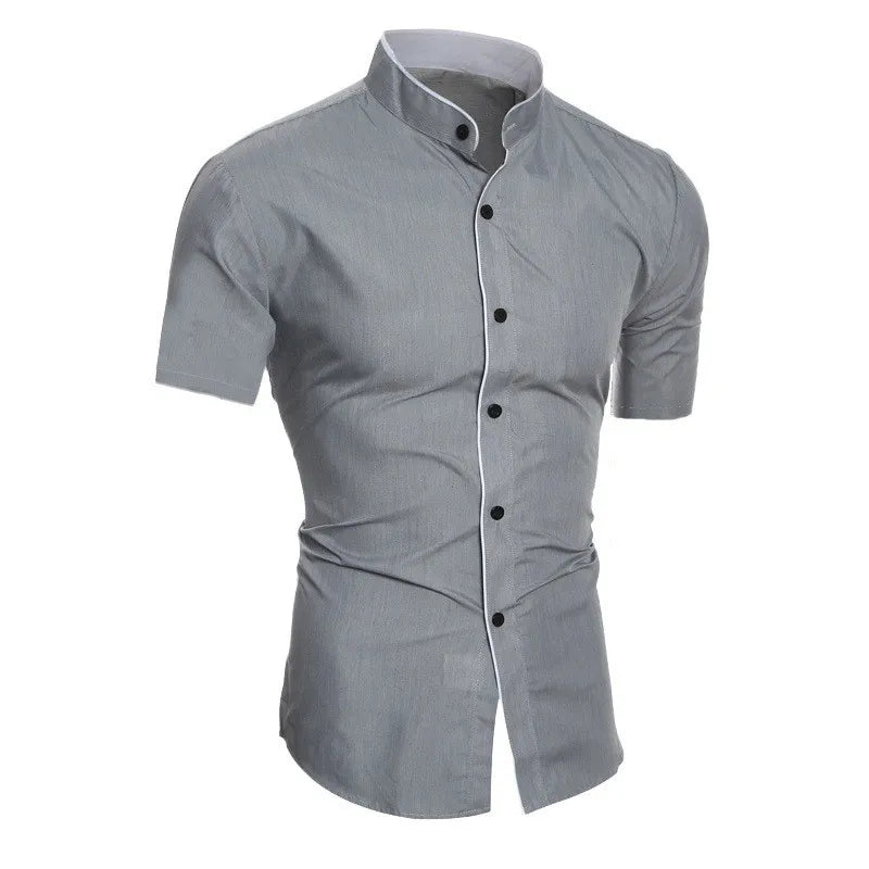 Men’s Solid Color Short Sleeve Shirt – Casual Commuting Summer Wear