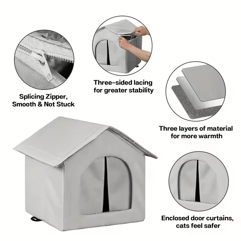 Outdoor Waterproof Pet House – All-Season Shelter for Stray Cats & Small Dogs