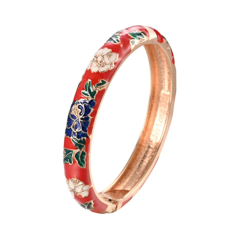 Enameled Bracelets For Women Flower Bangles Indian Chinese Viking Bracelet