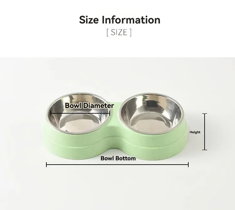 Stainless Steel Double Pet Bowls - Non-Skid Dual Food & Water Station
