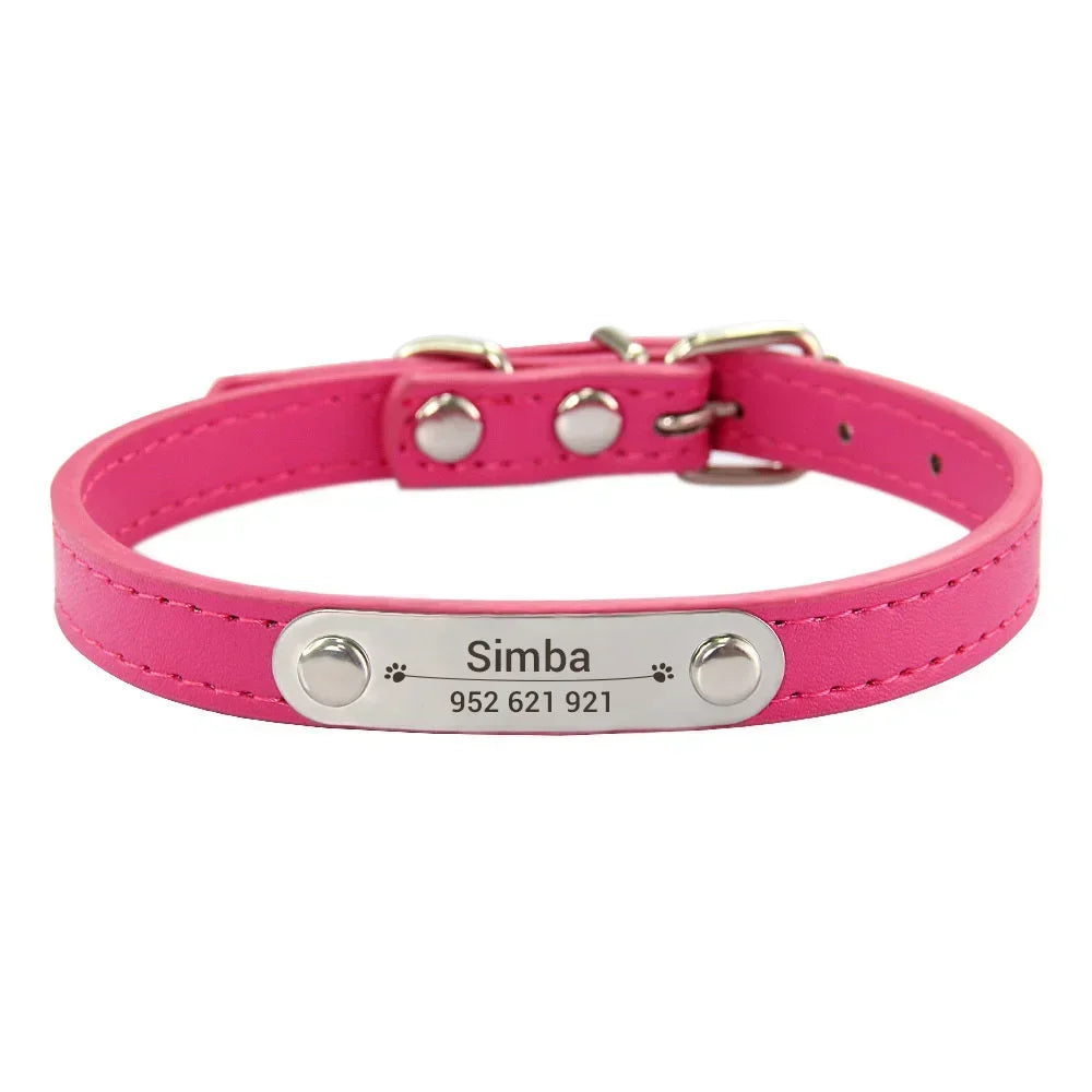 Personalized Leather Dog Collar: Custom Carved Name ID & Anti-Lost Design