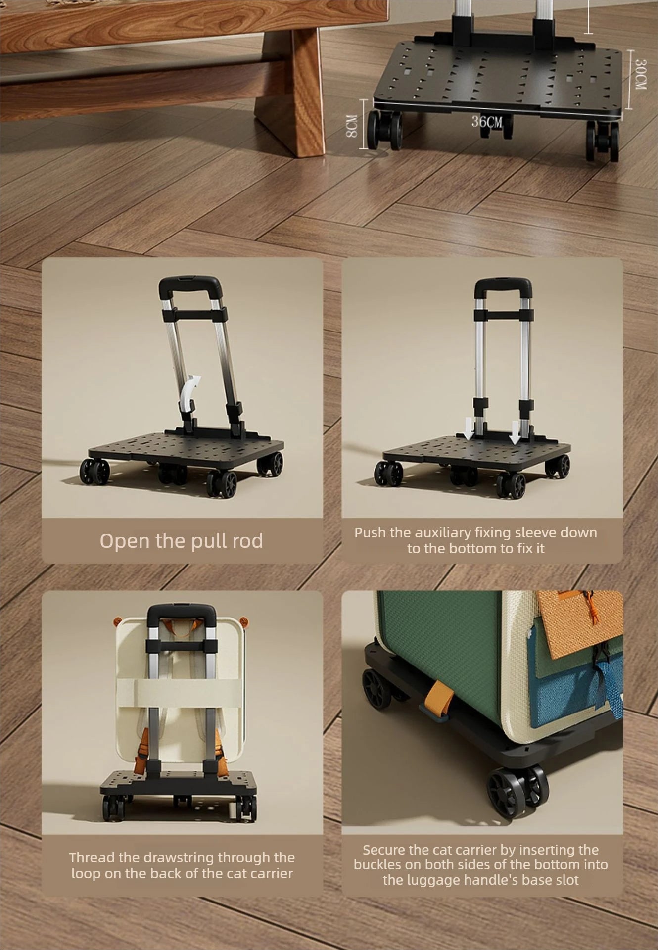 Rolling Cat Carrier with Wheels – Pet Travel Carrier for Large Cats & Small Dogs Up to 10kg