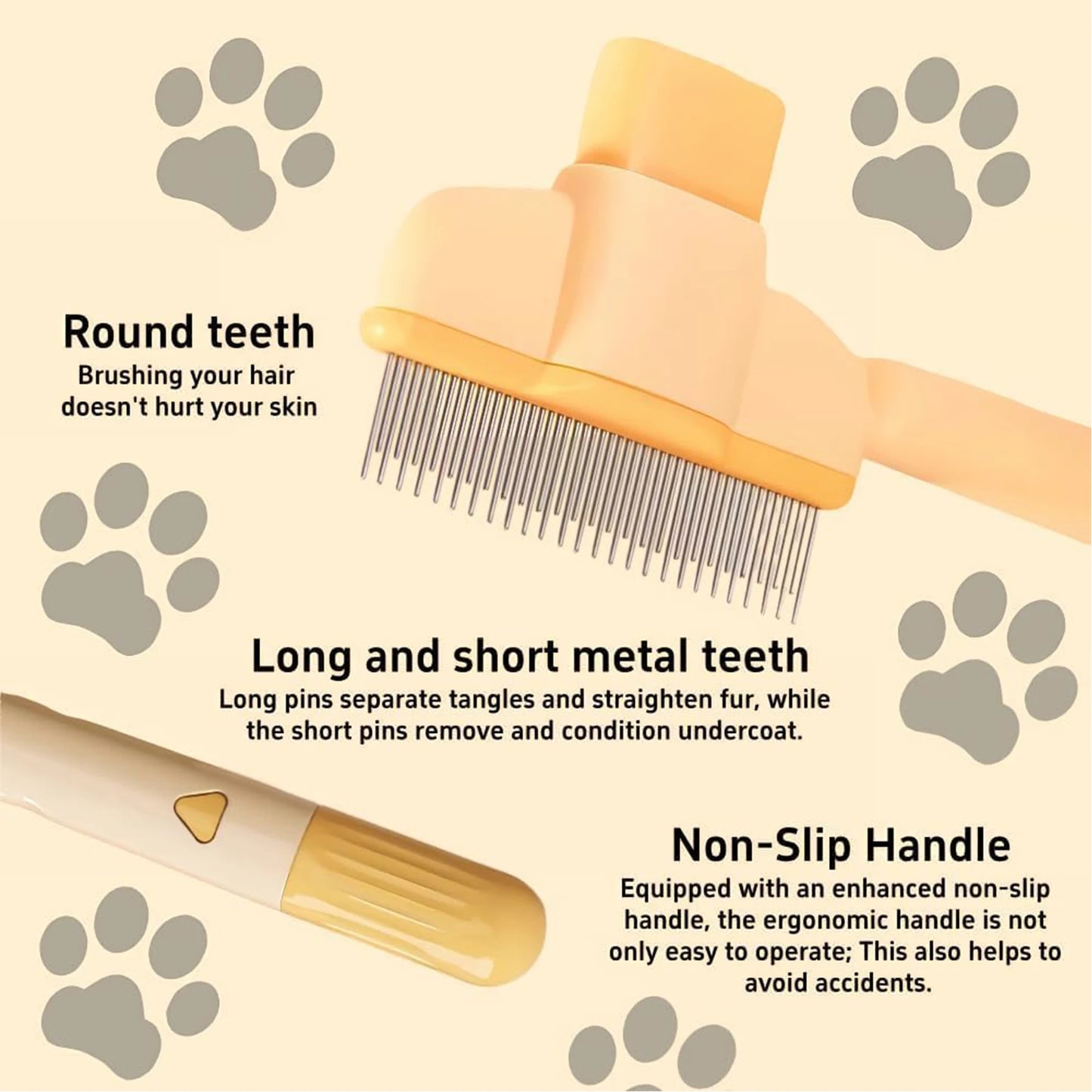 Self-Cleaning Dog Grooming Comb - Long Hair Pet Deshedding Brush