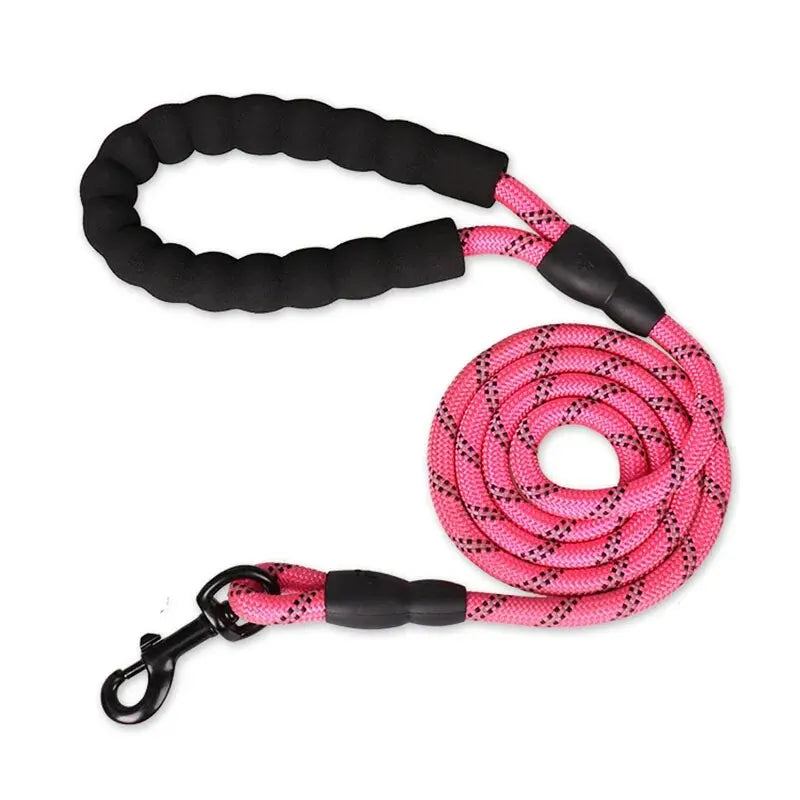 Double Handle Reflective Dog Leash - Heavy Duty Padded Lead for Strong Dogs