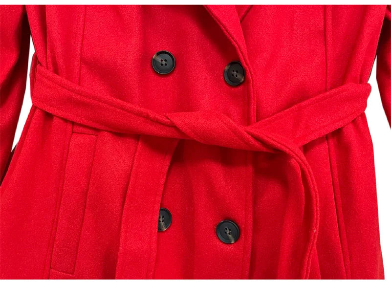 Women’s Korean Fashion Woolen Winter Coat – Long Thickened Overcoat - PULSE MART