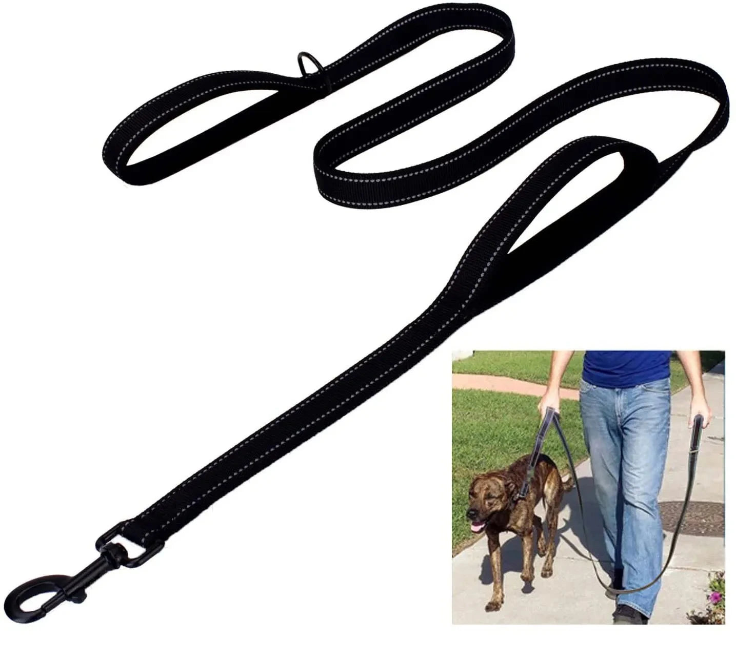 Double Handle Outdoor Travel Dog Leash - Heavy Duty Training Lead