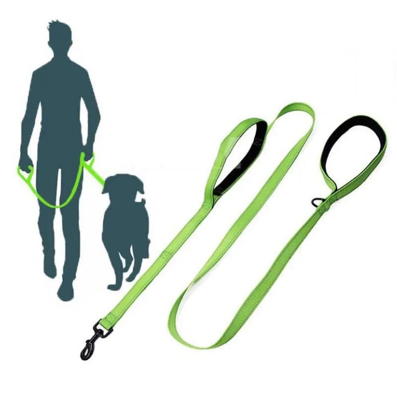 Double Handle Outdoor Travel Dog Leash - Heavy Duty Training Lead
