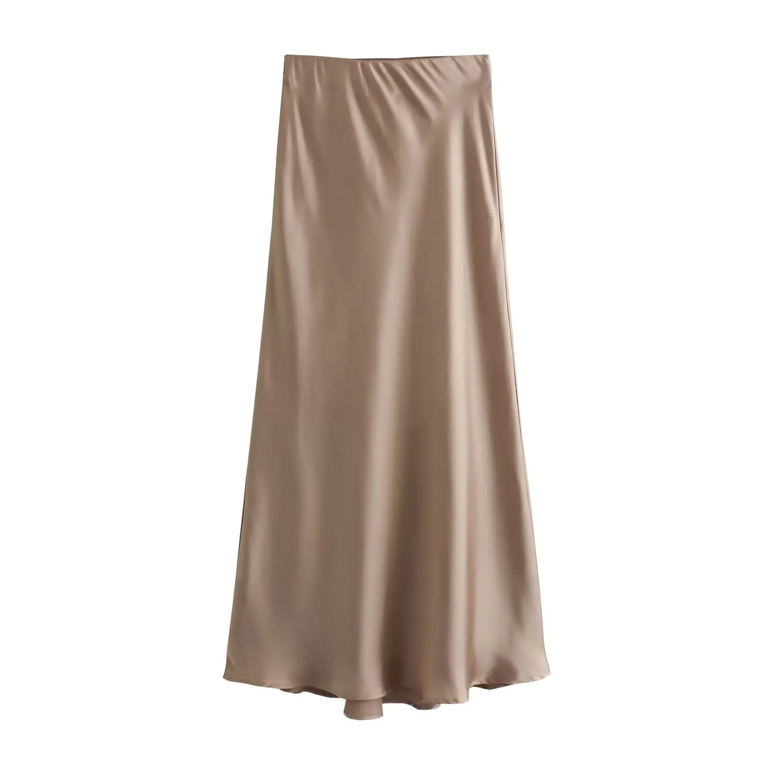 Women’s Satin Midi Skirt – High Waist Elegant Long Skirt for Summer