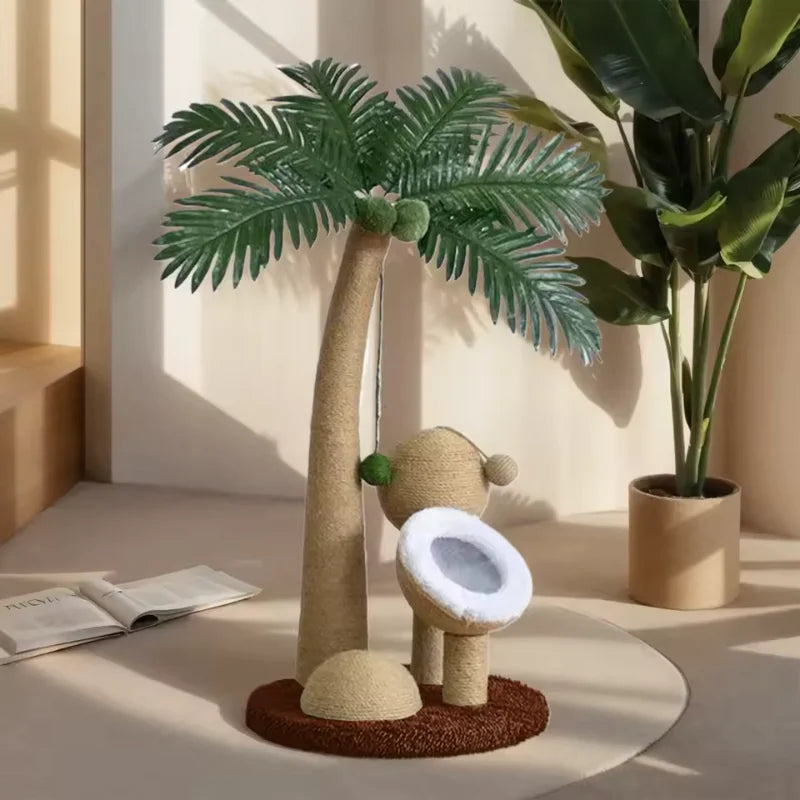 Coconut Tree Cat Scratching Post - Interactive Natural Sisal Rope Pole