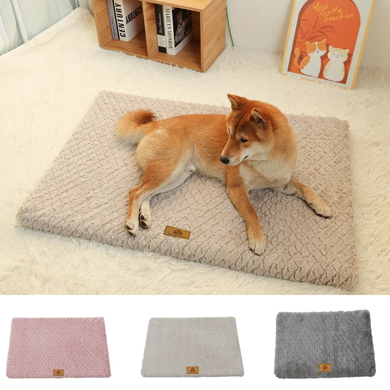 3D Foam Orthopedic Dog Bed, Washable Faux Fur Waterproof Crate Mat
