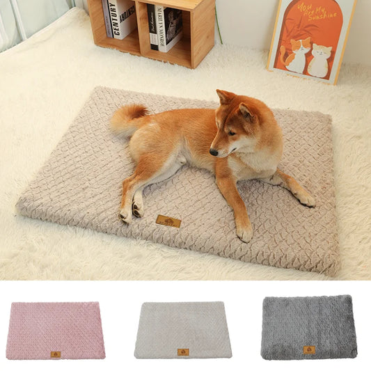 3D Foam Orthopedic Dog Bed, Washable Faux Fur Waterproof Crate Mat