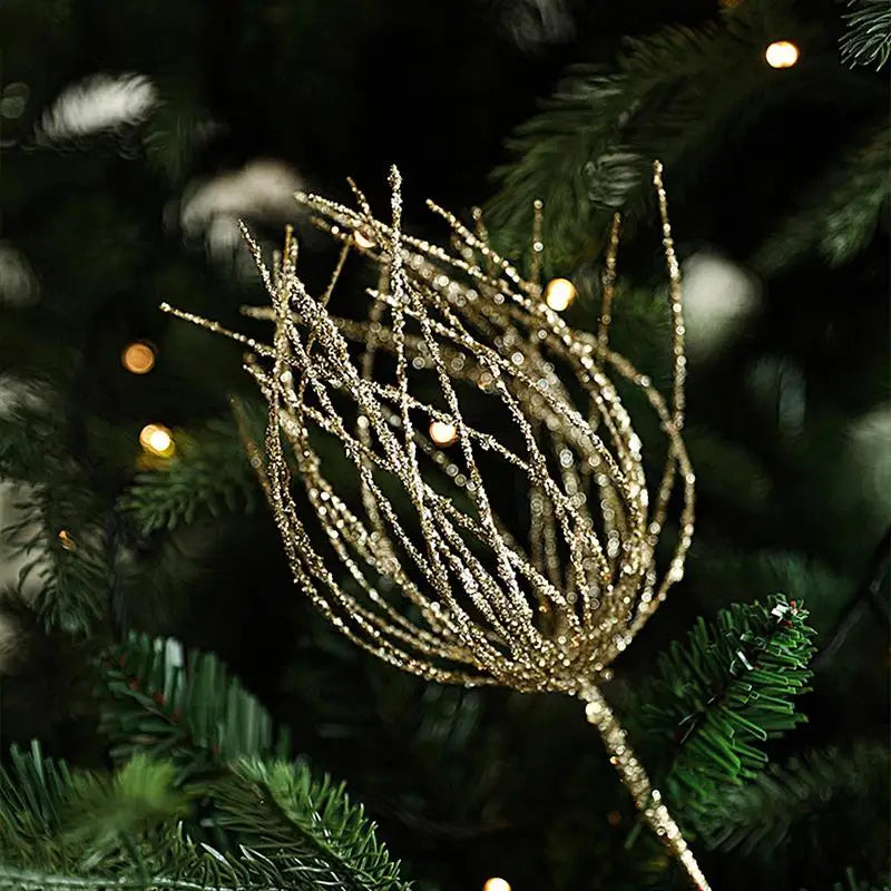 Glitter Christmas Picks Wire Glitter Stems For Christmas Tree 12.6in Fake Christmas Decorations Christmas Tree Filler Picks For