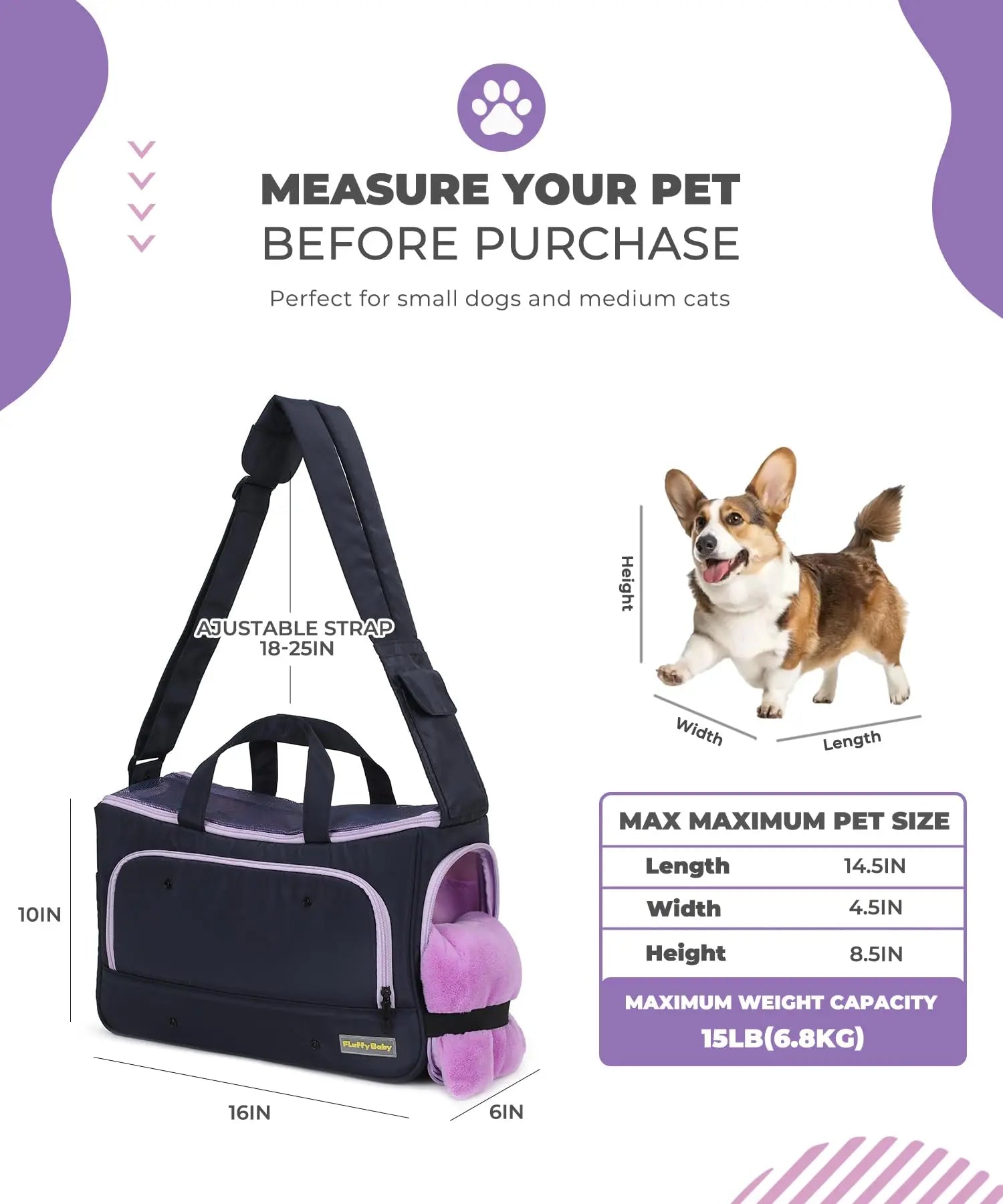 Portable Pet Travel Carrying Bag – Crossbody Handbag for Small Dogs & Cats