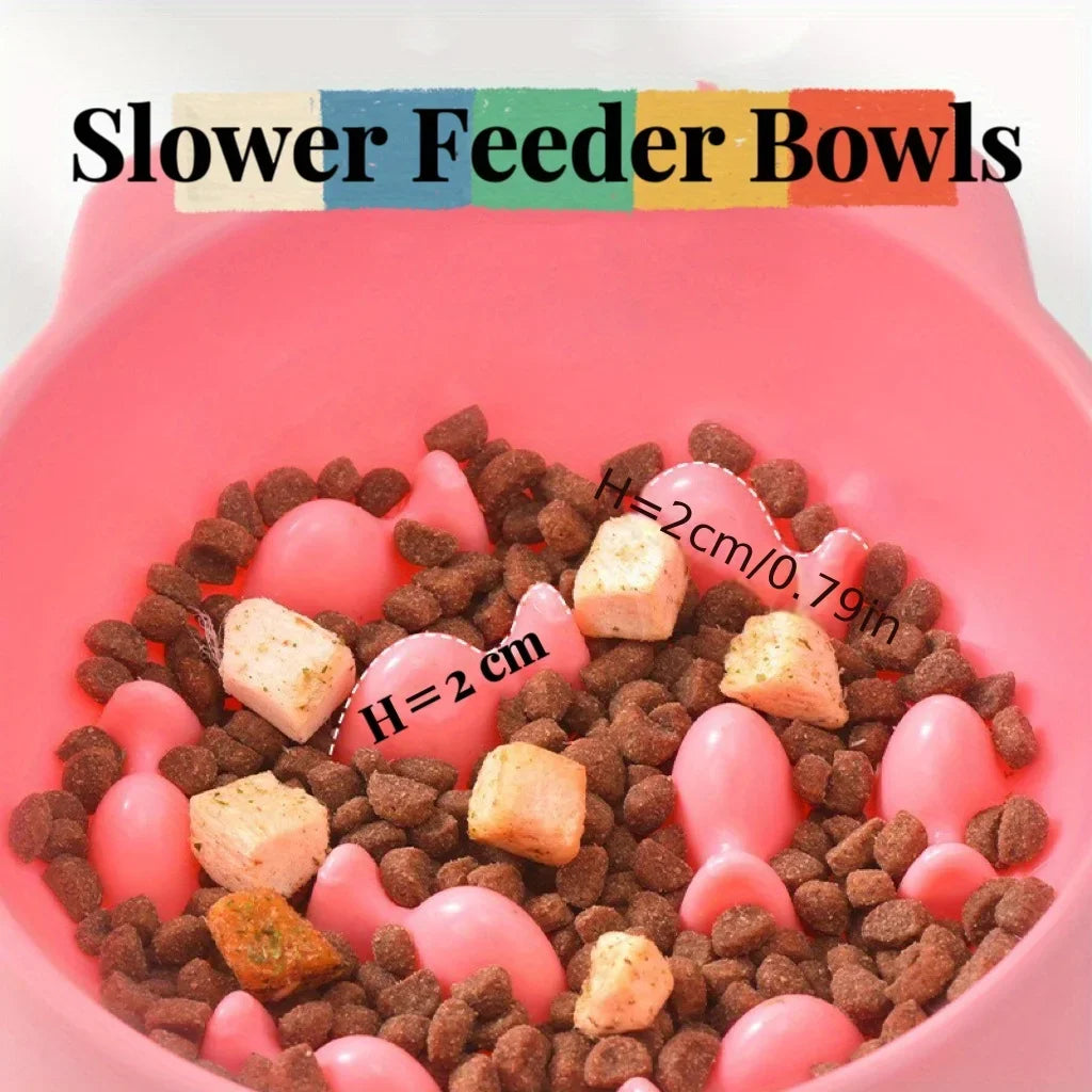 Elevated Slow Feeder Cat Bowl – Anti-Choking Raised Food Bowl for Cats & Small Pets