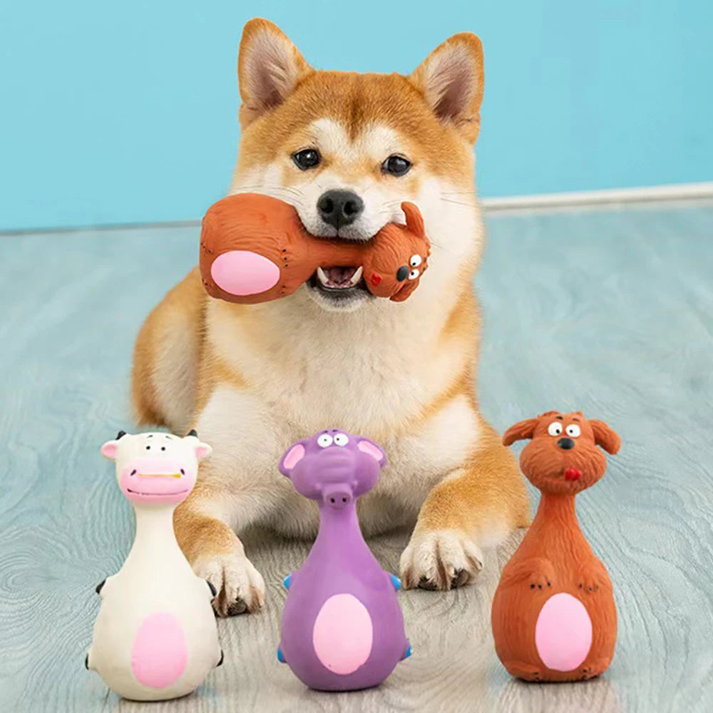 Cartoon Voice Rubber Dog Toy - Tough Molar Cleaner for Teddies & Frenchies