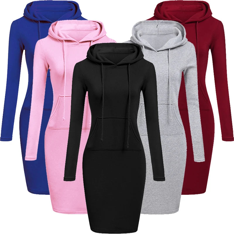 Ladies Dress Autumn Women Hooded  Sweatshirts