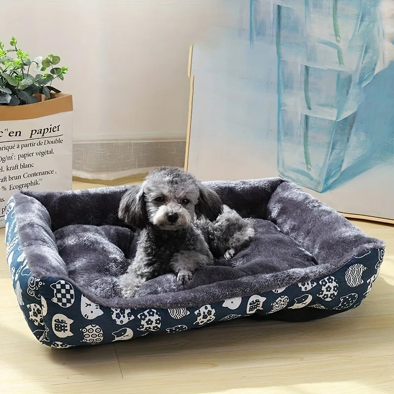 Winter Dog Bed Sofa Mat, Plush Calming Pet Basket Cushion