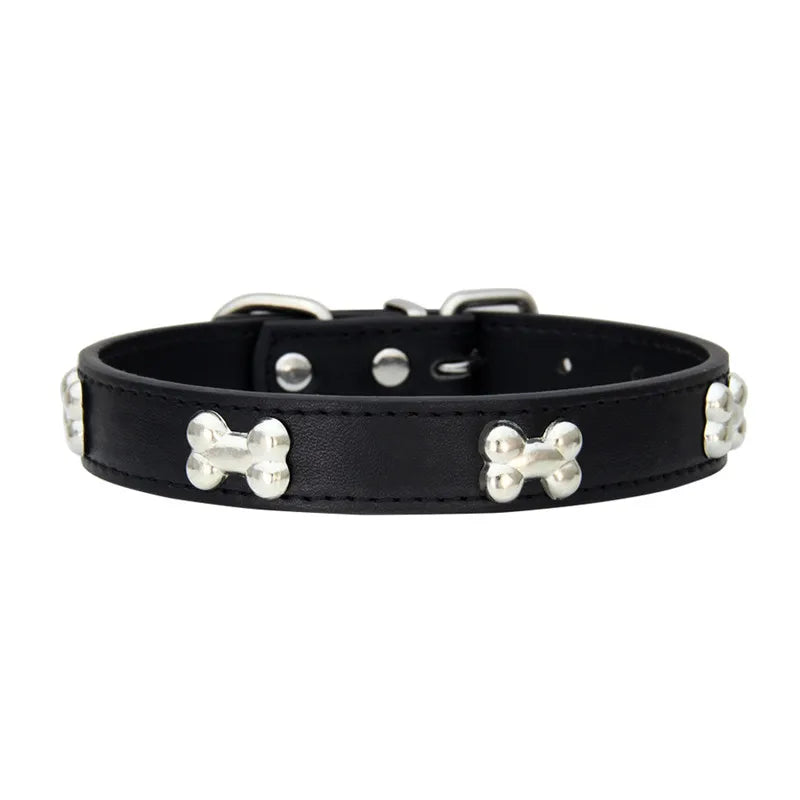 Genuine Bone Leather Dog Collar - Durable Neckband for Small & Large Pets