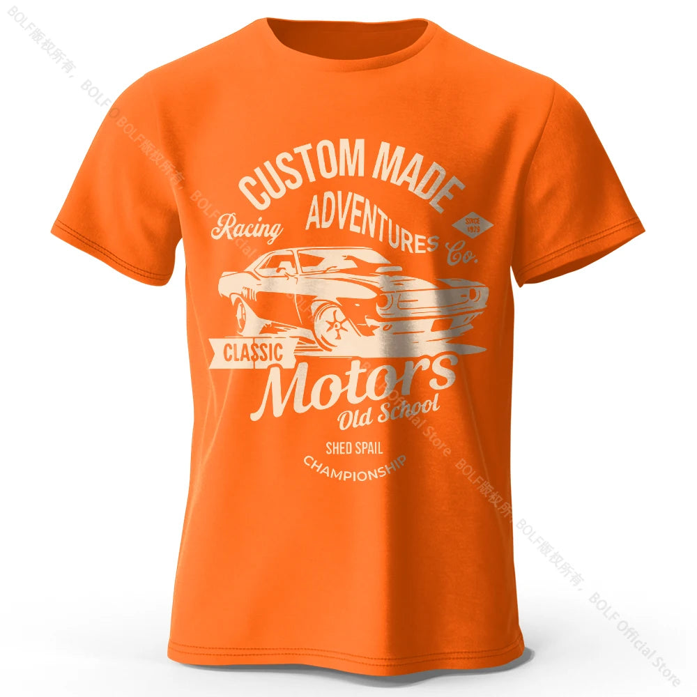 Men’s Motors Printed T-Shirt – 100% Cotton Oversized Vintage Graphic Tee for Men &amp; Women
