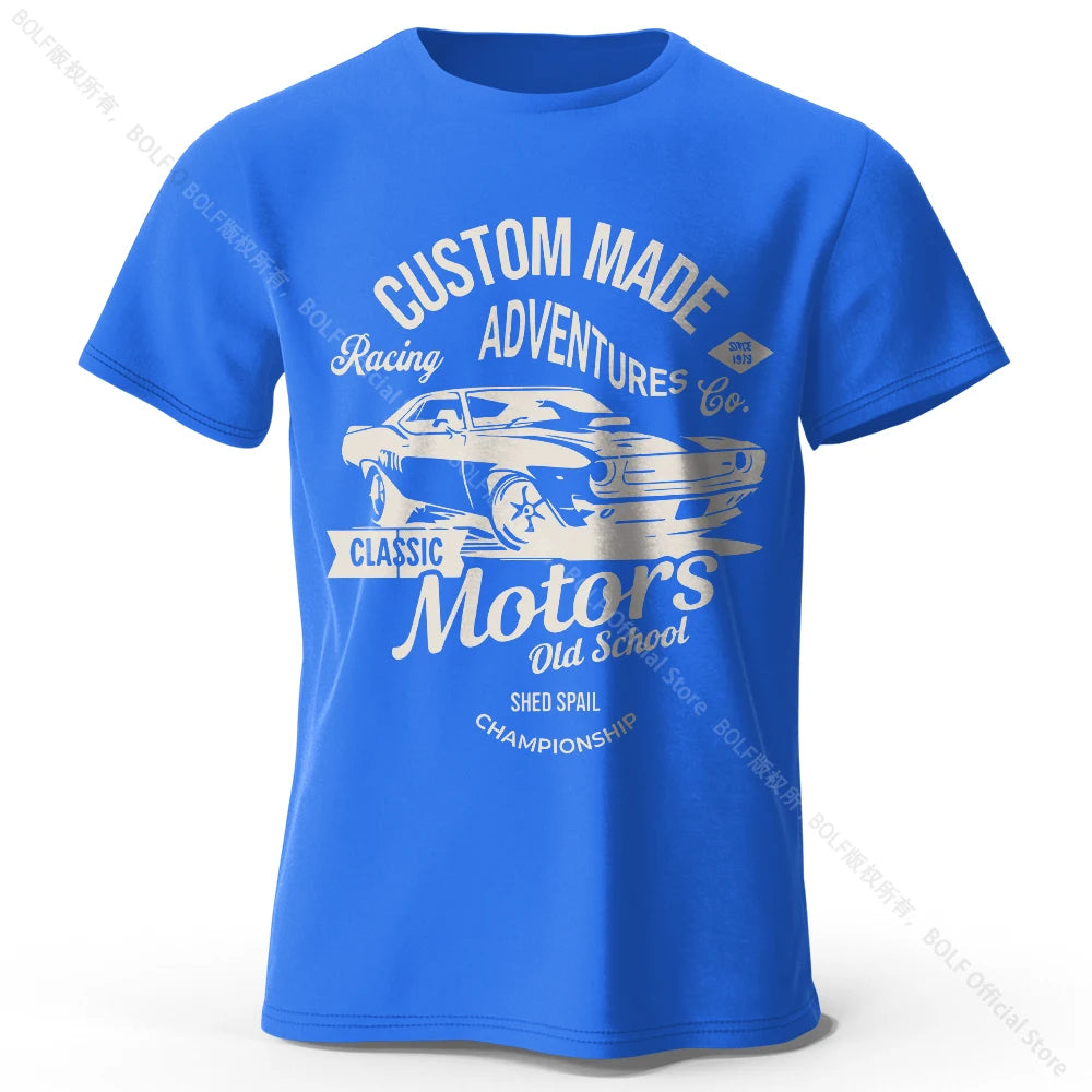 Men’s Motors Printed T-Shirt – 100% Cotton Oversized Vintage Graphic Tee for Men &amp; Women