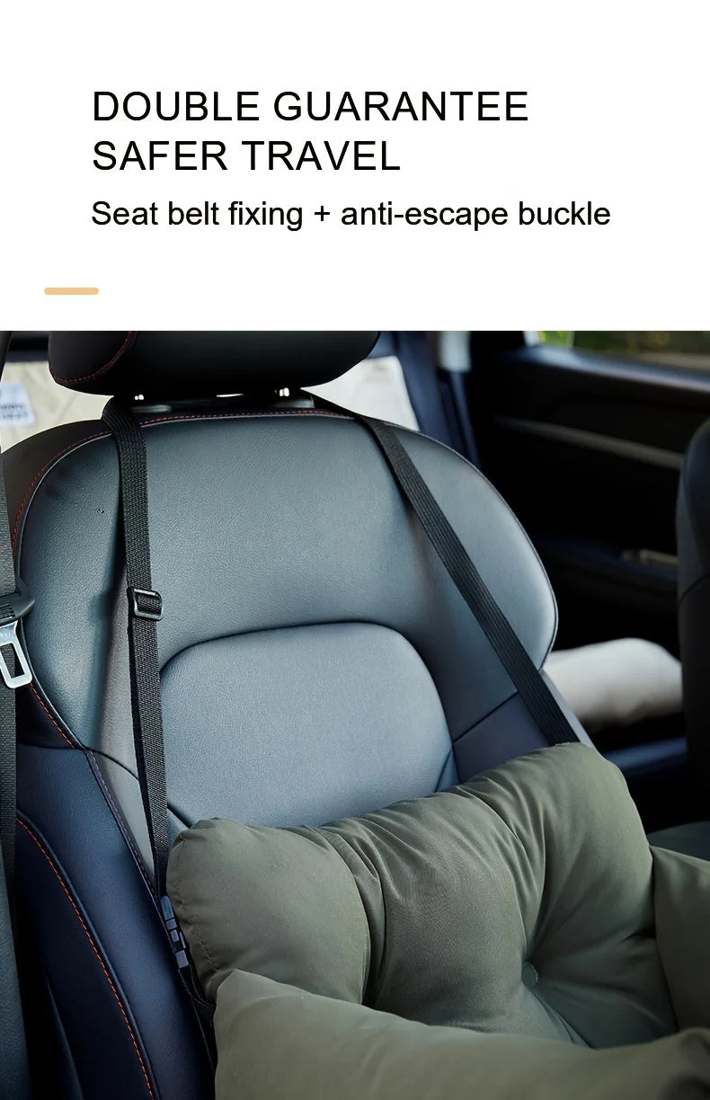 Dog Car Seat with Safety Belt, Washable Non-Slip Pet Booster Bed