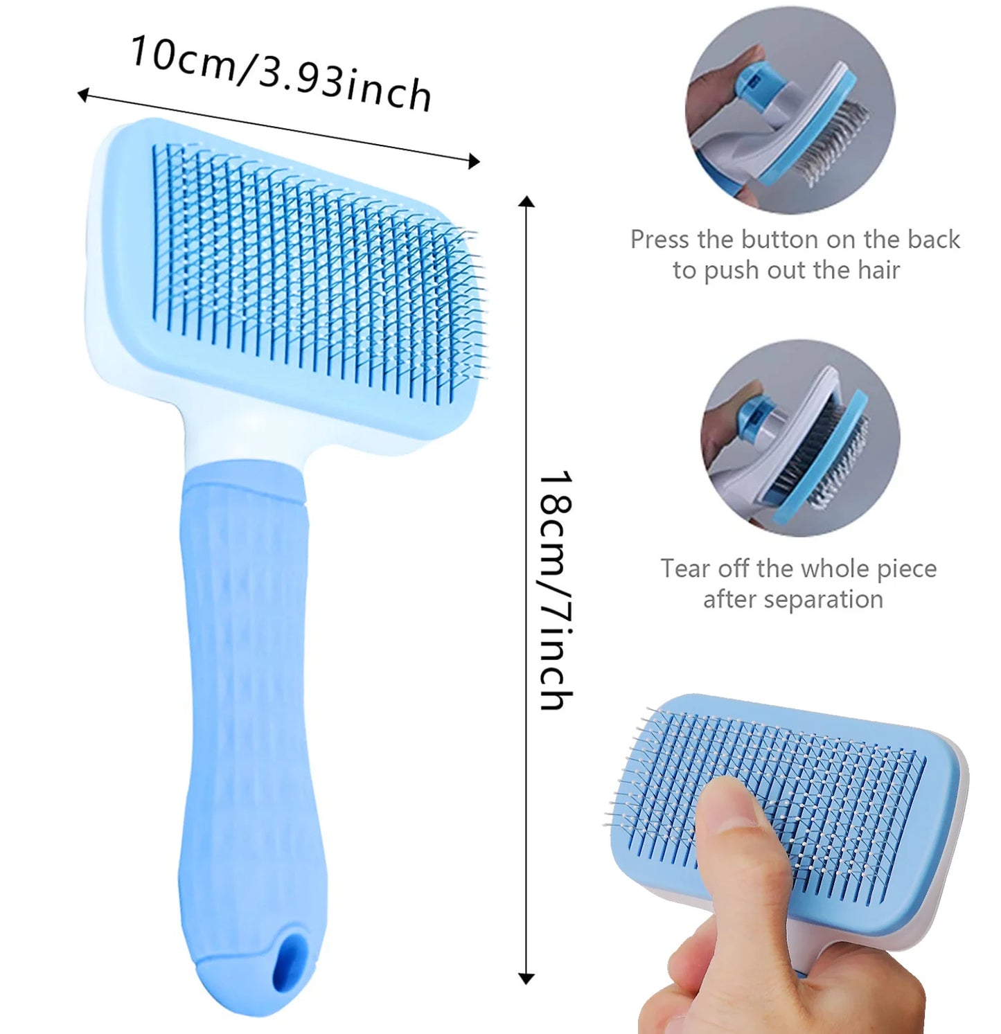 Anti-Matting Long Hair Pet Brush - Self-Cleaning Undercoat Comb