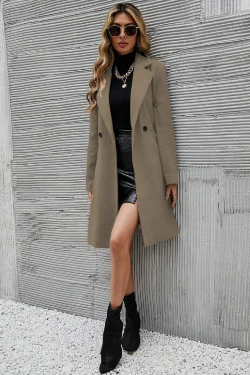 Women’s Long Woolen Coat – Korean Fashion High-End Winter Jacket - PULSE MART