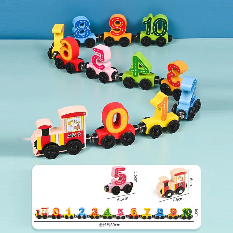 Montessori Magnetic Wooden Train Toys Early Educational Cognition Animal Toy Sorting Learning Teaching Car Cartoon Set For Kids