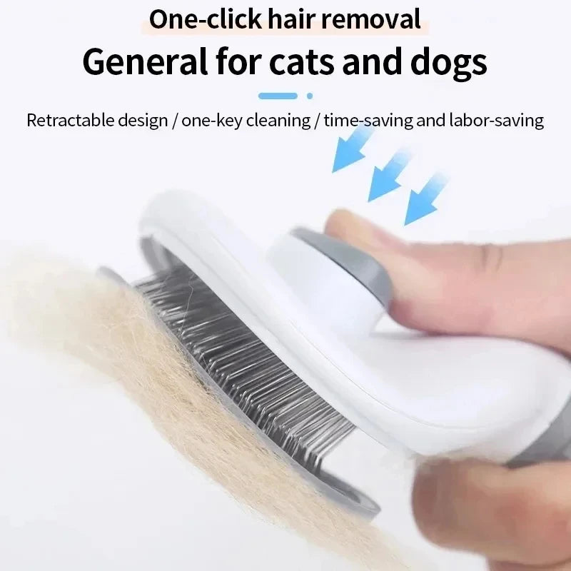 Self-Cleaning Pet Grooming Brush – Cat & Dog Deshedding Hair Remover Brush