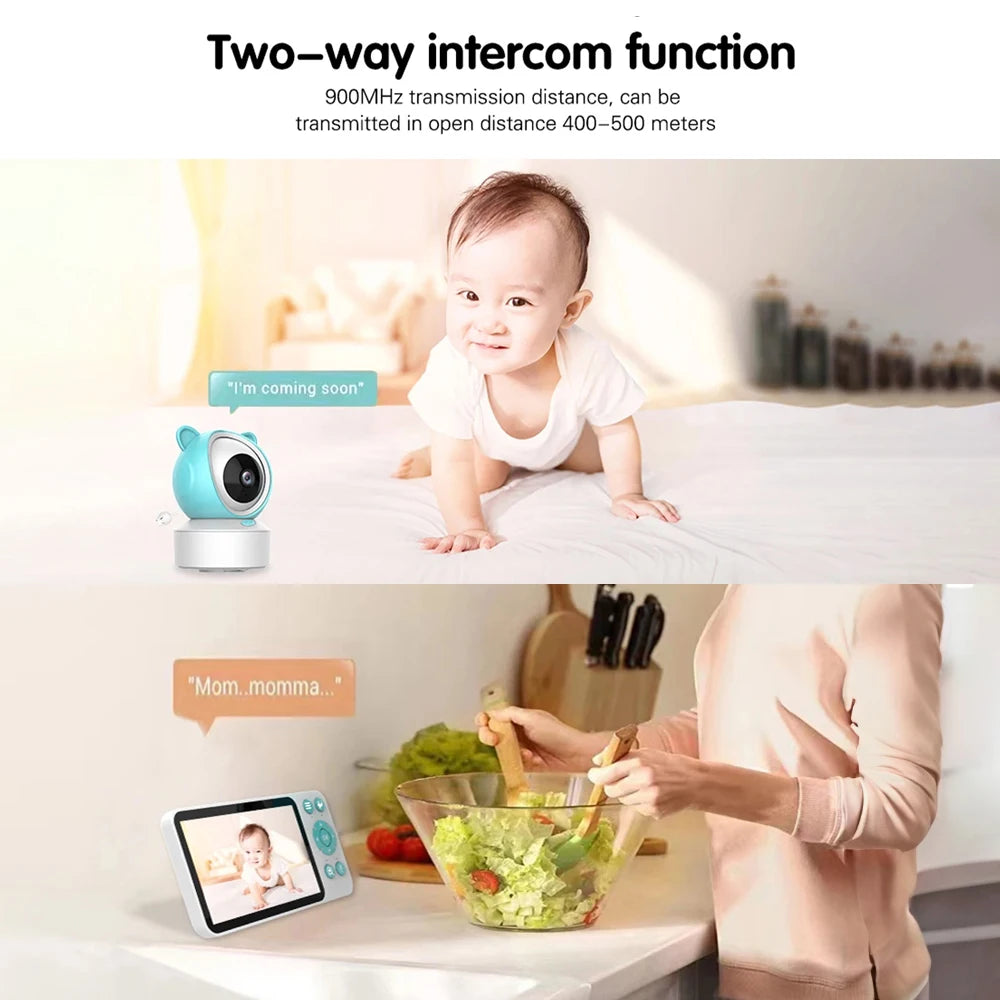 5" Tuya Smart WiFi Feeding Reminder Temperature Motion Sound Detection APP View Control Audio Video Baby Monitors Camera 1080P - PULSE MART