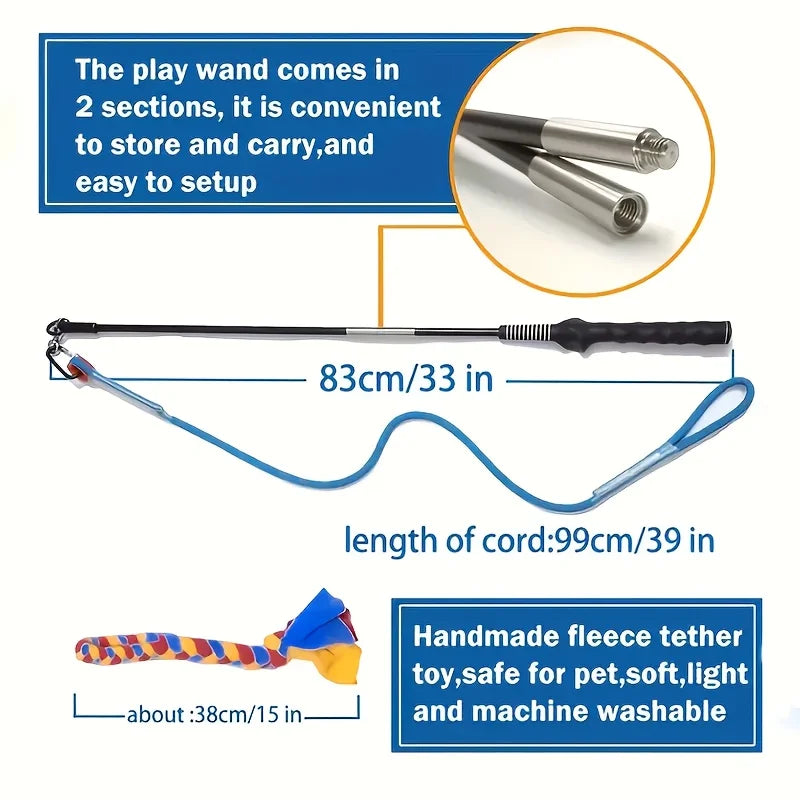 Interactive Dog Flirt Pole - Extendable Exercise Chasing & Chewing Wand