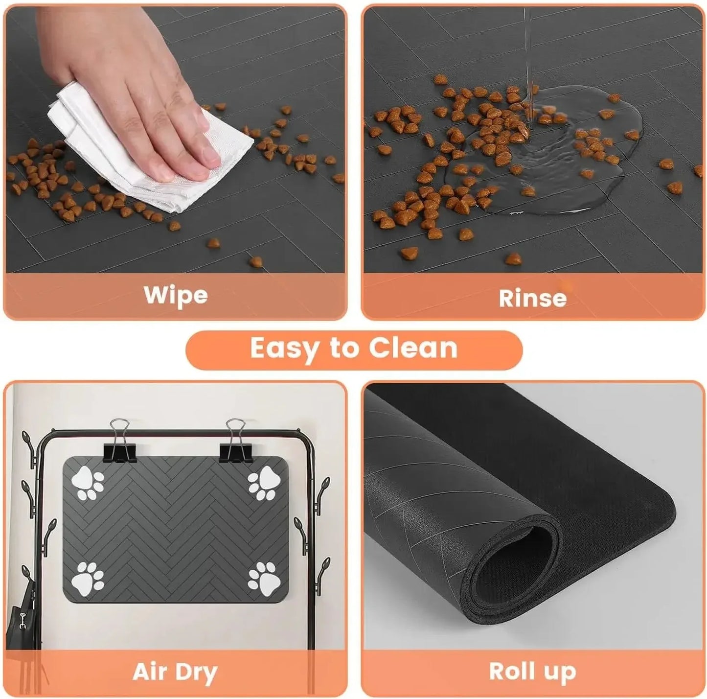 Waterproof Pet Feeding Mat, Absorbent Rubber-Backed Quick-Dry Placemat