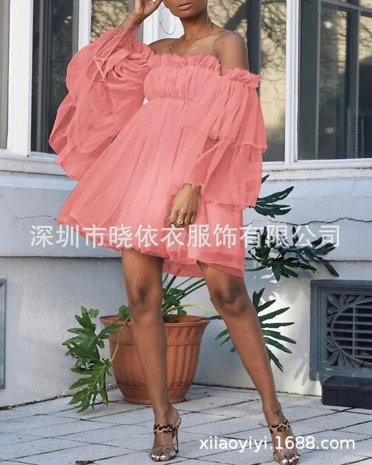 Women’s 2025 Sexy Bra Style Mini Dress – Solid Color High Waist Party Dress