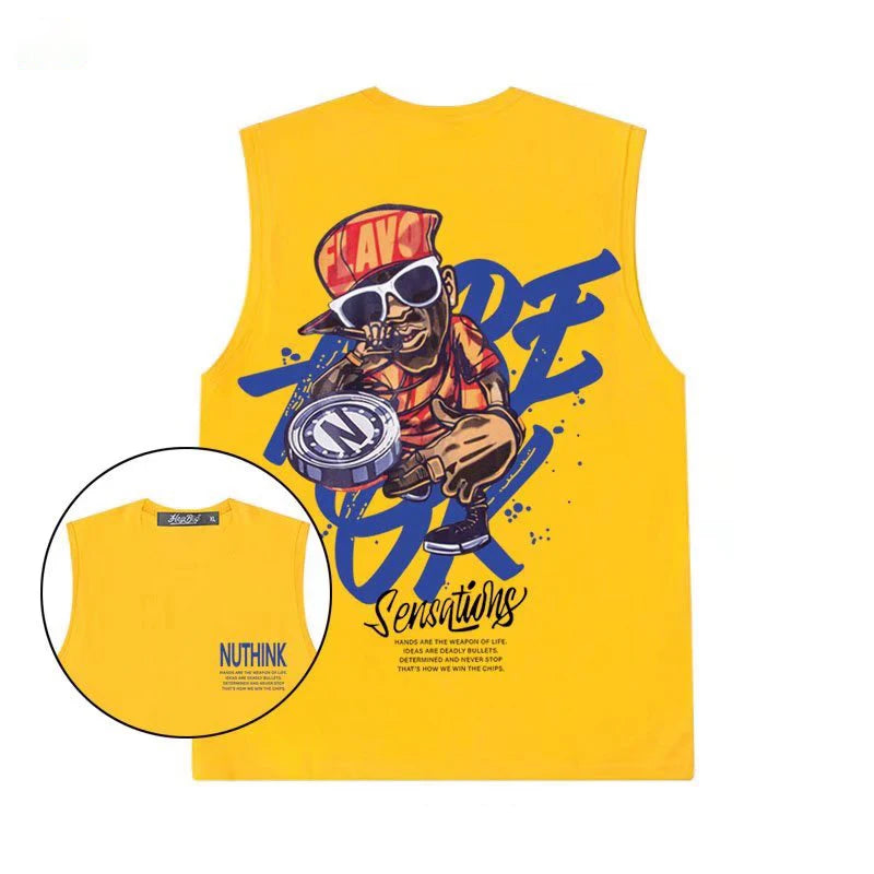 2022 Men’s Summer Hip Hop Tank Top – Casual Sleeveless Streetwear Vest, Loose Fit