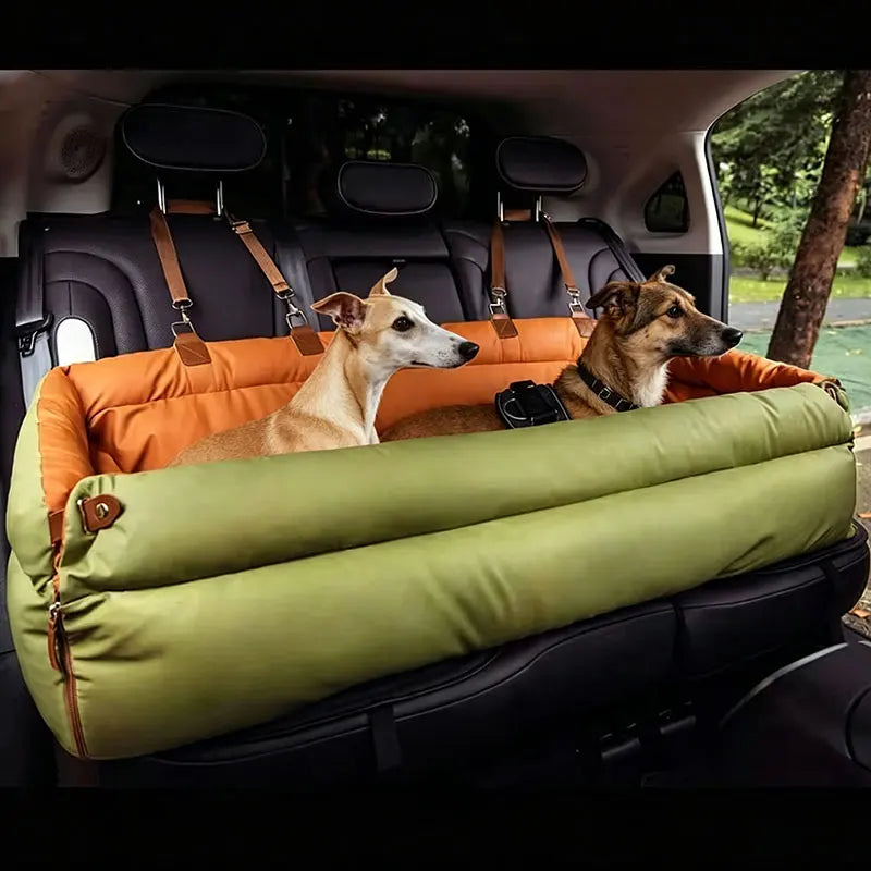 Luxury Waterproof Faux Leather Dog Car Seat – Soft Pet Booster Seat with Safety Buckle for Small Dogs and Cats