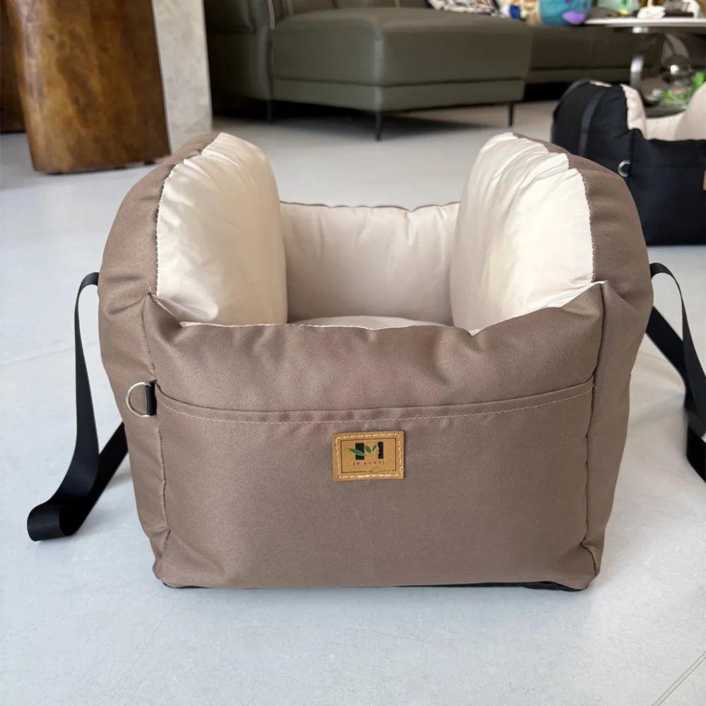 Four-Season Dog Car Seat with Safety Belt, Washable Pet Booster Nest