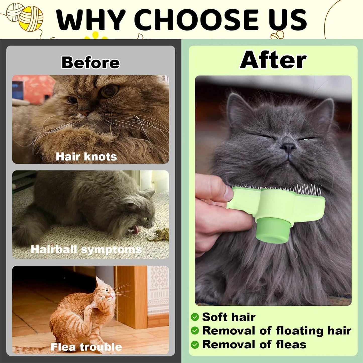 Self-Cleaning Dog Grooming Comb - Long Hair Pet Deshedding Brush