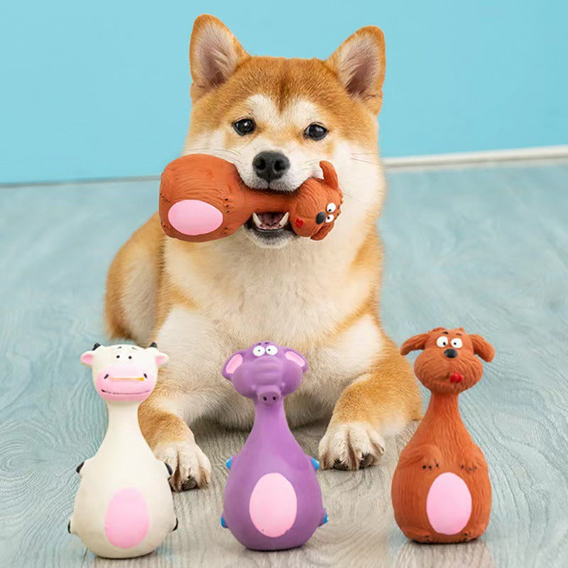 Cartoon Voice Rubber Dog Toy - Tough Molar Cleaner for Teddies & Frenchies
